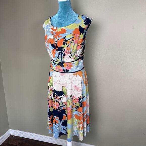 London Times Women 12 knee length Stretch Retro 70s Colorful Excellent! - Picture 7 of 15